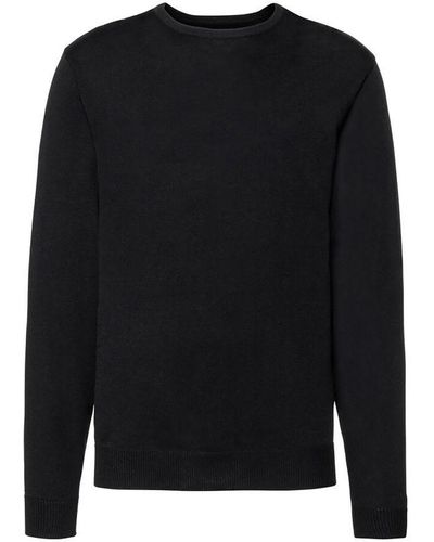 Russell Collection Crew Neck Knitted Pullover Sweatshirt () - Black
