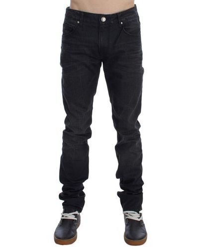 Acht Grey Cotton Skinny Slim Fit Jeans - Black