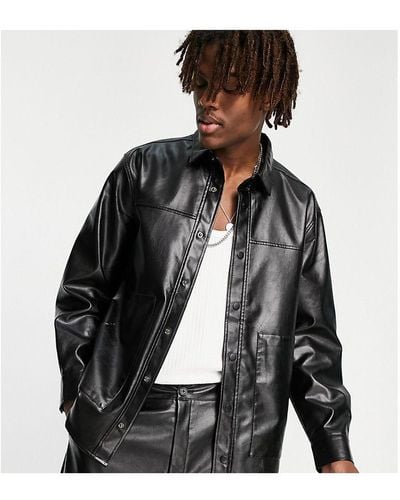 Reclaimed (vintage) Inspired Leather Look Shirt - Black