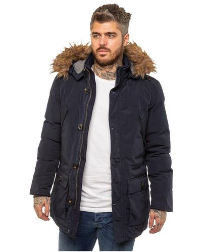 Kruze By Enzo Quilted Zip Up Jacket - Blue