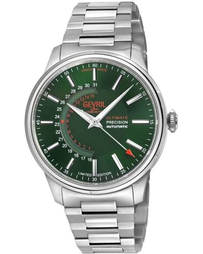 Gevril Guggenheim Automatic 316l Stainless Steel Green Dial - Grey