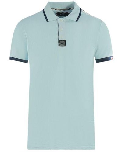 Aquascutum Branded Shoulder Tipped Light Polo Shirt - Blue