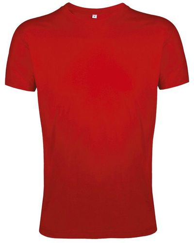 Sol's Regent Slim Fit Short Sleeve T-Shirt () Cotton - Red
