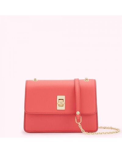 Lulu Guinness Coral Lip Pin Polly Mini Crossbody Bag Leather - Pink