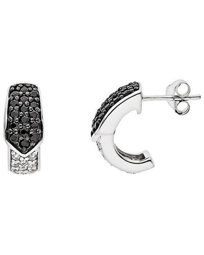 Diadema 925 Zilveren Sieraden Oorbellen En Zwart-wit Zirkoniumoxiden - Metallic