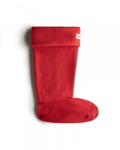 HUNTER Tall Fleece Welly Socks - Red