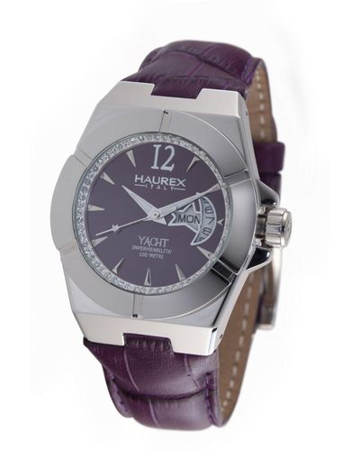 Haurex Italy Dial Leather Band Watch - Grey
