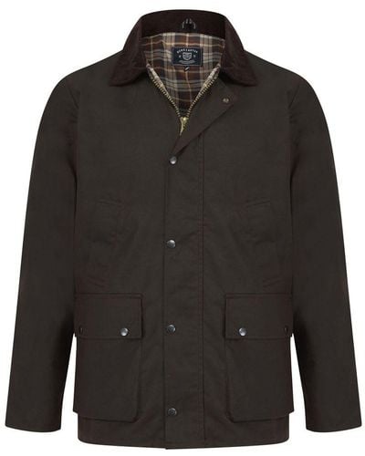 Kensington Eastside Brown Cotton Wax Jacket With Corduroy Collar - Black
