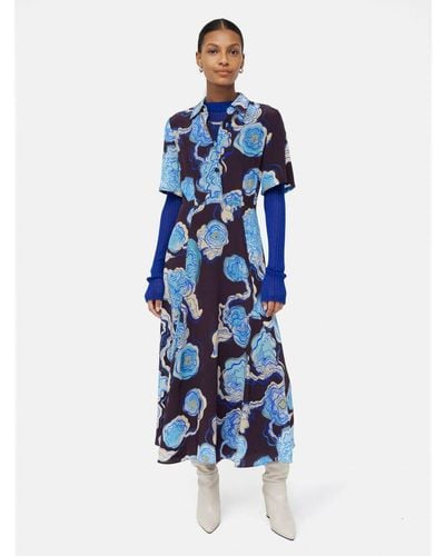 Jigsaw Sharan Ranshi Midi Dress - Blue