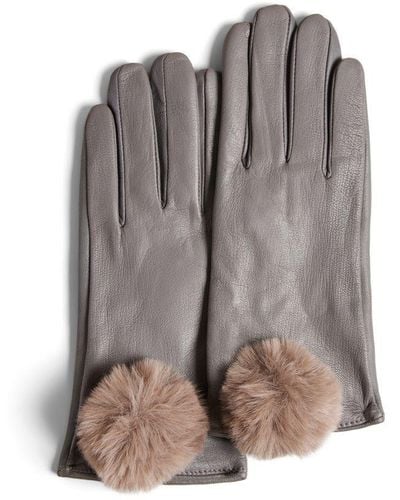 Ted Baker Nacy Pom Leather Glove - Grey