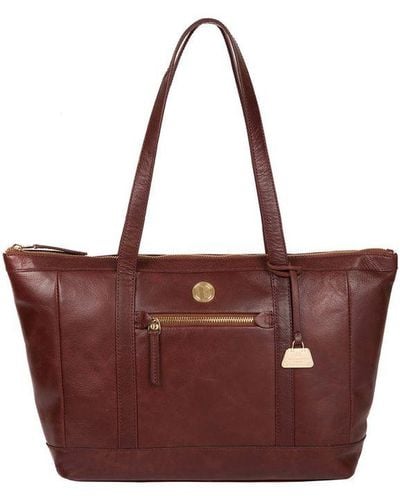 Pure Luxuries 'Willow' Chestnut Leather Tote Bag - Red