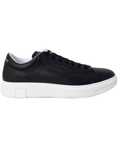 Armani Exchange Leather Trainers With Laces - White