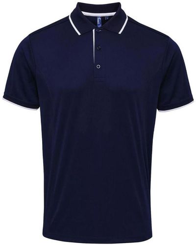 PREMIER Coolchecker Contrast Pique Polo Shirt (/) - Blue