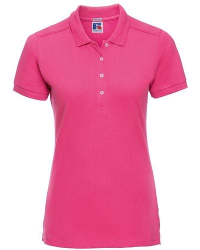 Russell Russell Stretch Short Sleeve Polo Shirt (fuchsia) - Roze