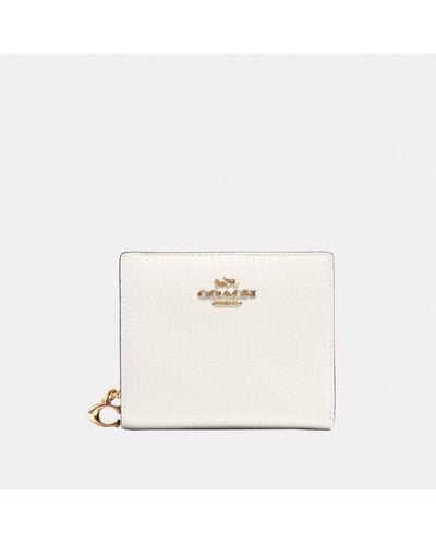 COACH Refined Pebbled Leather Snap Wallet - Natural
