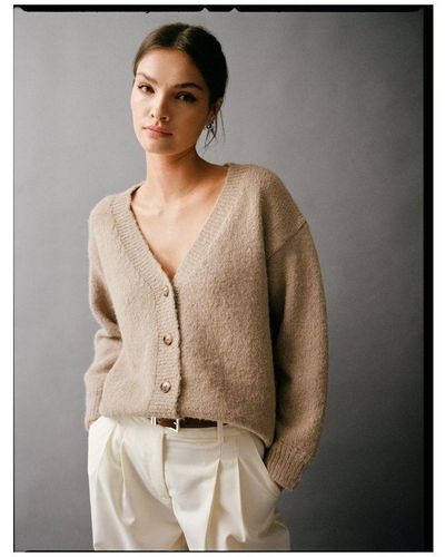 Warehouse Oversized Knitted Cardigan - Natural
