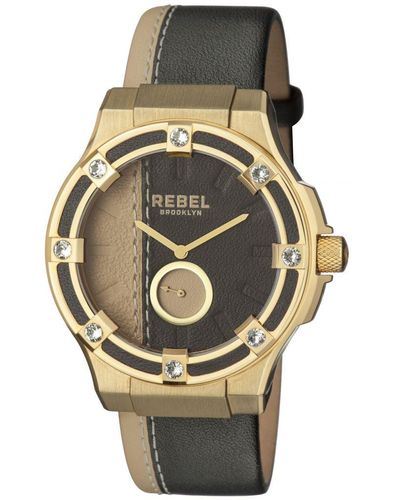 Rebel Flatbush/ Dial Leather Watch - Metallic