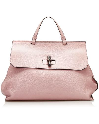 Gucci Vintage Large Daily Satchel Pink Calf Leather