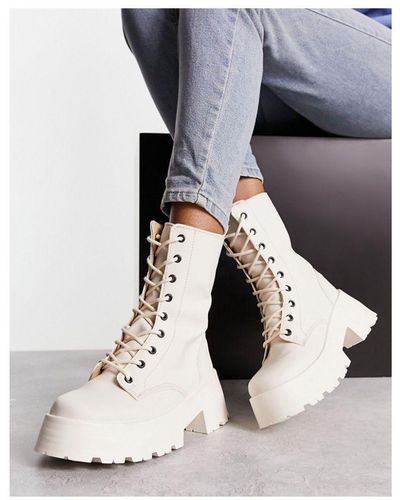 ASOS Albany Chunky Lace Up Boots - Grey
