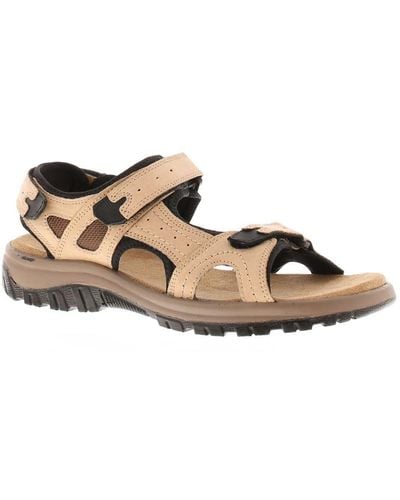 Wynsors Walking Trek Sandals Comfort Sandy Touch Fastening Beige Leather - Brown