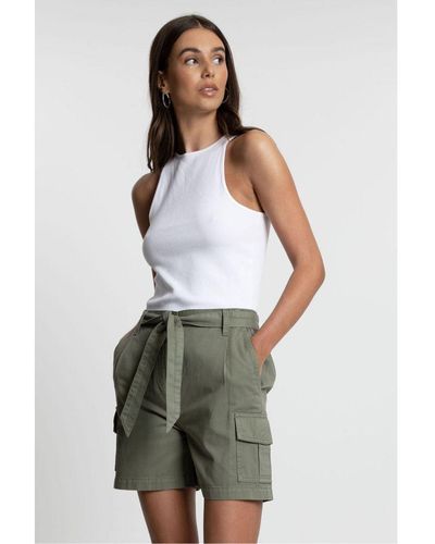 Threadbare Cotton 'Smile' Belted Cargo Shorts - Grey