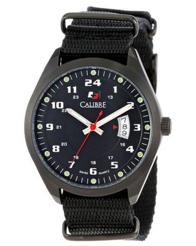 Calibre Trooper Swiss Made Movement Watch Canvas Strap Dial - Black