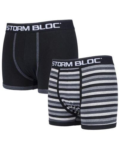 Storm Bloc 2 Pairs Cotton Boxer Trunks - Black