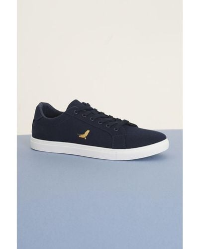 Brave Soul Navy 'kite' Canvas Lace Up Trainers - Blue