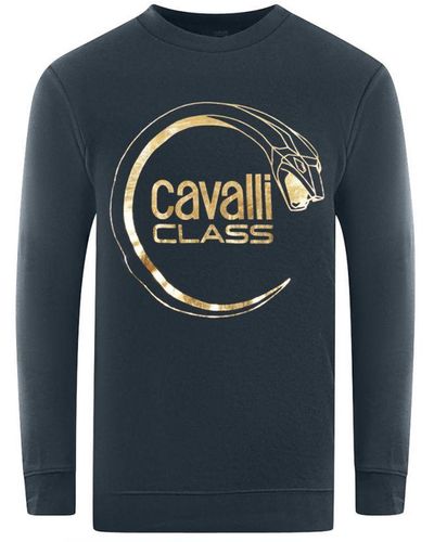 Class Roberto Cavalli Piercing Snake Logo Sweatshirt - Blue