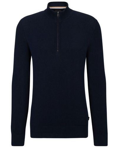 BOSS Hugo Boss Casualwear Ebrando Half Zip Knitwear Dark - Blue