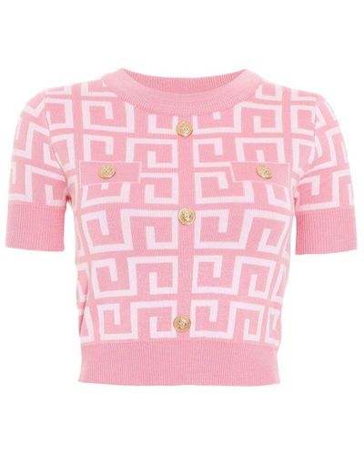 Quiz Geometric Knit Top Viscose - Pink