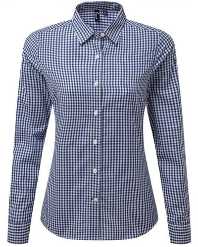 PREMIER Maxton Gingham Long-sleeved Shirt - Blue