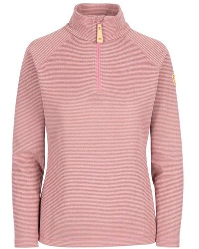 Trespass Ladies Olga Leather Fleece Top ( Blush Marl) - Pink