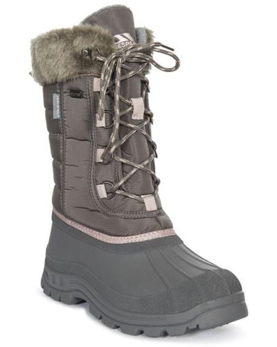 Trespass Stavra Ii Waterproof Warm Winter Snow Boots Fur - Grey