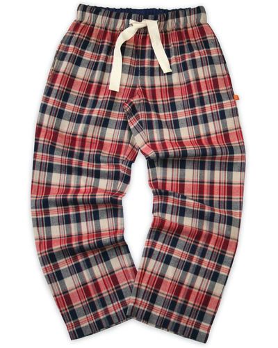 Mini Vanilla Brushed Check Pyjama Lounge Trousers Cotton - Red