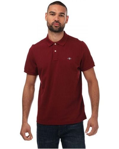 GANT Men's Regular Fit Shield Pique Polo In Red - Rood