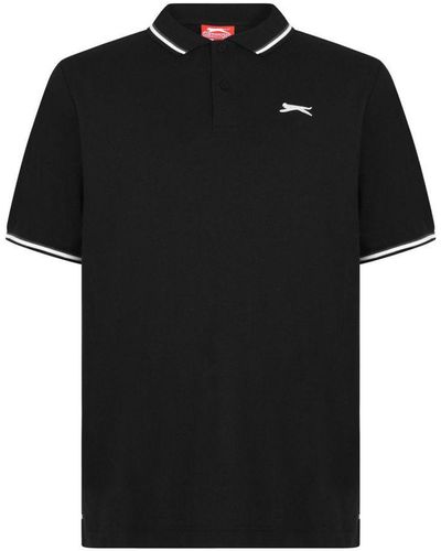 Slazenger 1881 Tipped Polo Shirt Short Sleeve Top - Black