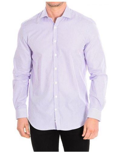 Café Coton Long Sleeve Shirt Collar Flap Closure Buttons Juno17 - Purple