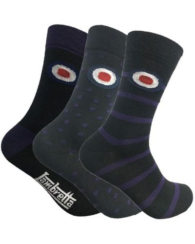 Lambretta Cotton Rich Socks 3 Pairs - Black