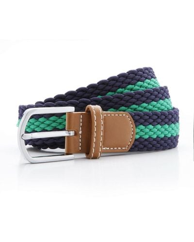 Asquith & Fox Two Colour Stripe Braid Stretch Belt (/Kelly) - Blue