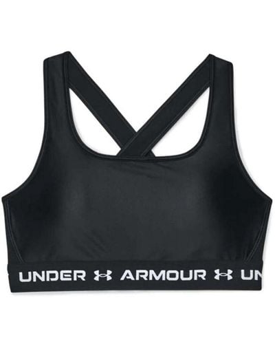 Under Armour Crossback Mid Matte Shine Sports Bra - Black