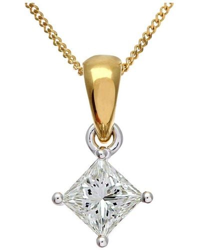 DIAMANT L'ÉTERNEL 18Ct 3/4 Carat J/I Certified Princess Cut Diamond Solitare Pendant + Chain - Metallic