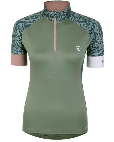 Dare 2b Follow Through Leopard Print Cycling Jersey - Green