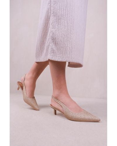 Where's That From 'New' Form Low Kitten Heels With Pointed Toe & Elastic Slingback - Pink
