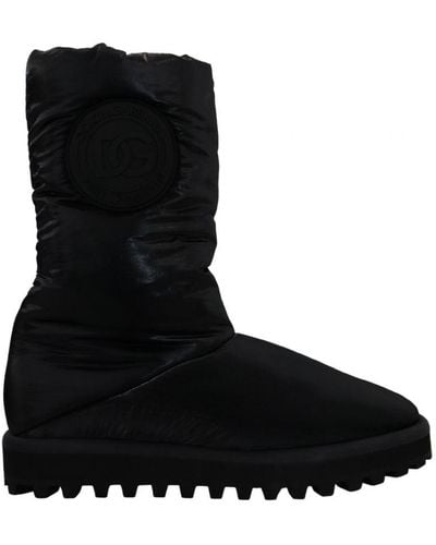 Dolce & Gabbana Boots Padded Mid Calf Winter Shoes - Black