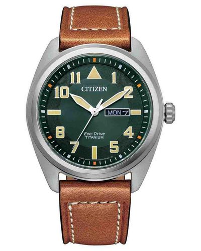 Citizen Brown Watch Bm8560-11xe Leather - Green