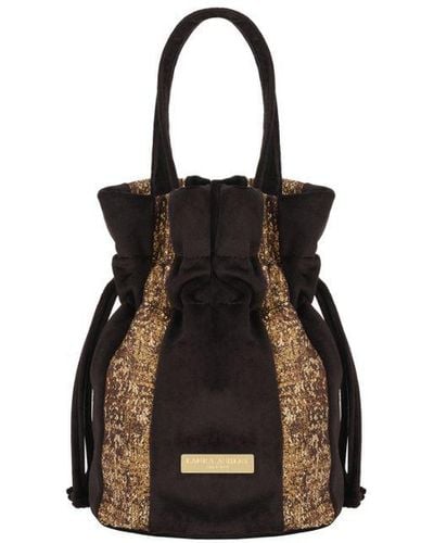 Laura Ashley Black-gold Bucket Bag Fabric