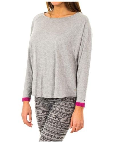 Tommy Hilfiger Womenss Long-Sleeved Round Neck T-Shirt 1487903370 - Grey