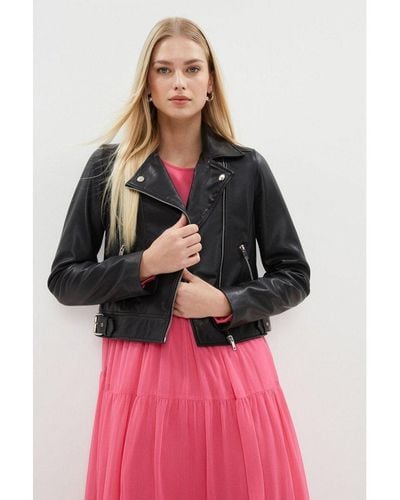 Coast Premium Biker Leather Jacket - Pink
