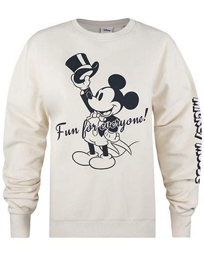 Disney Ladies Showtime Fun For Everyone Mickey Mouse Sweatshirt () - White